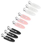 JeoPoom Hairpin[9 Pcs], No Bend Hair Clips, No Crease Hair Clips Pin Curl Clips, Makeup Seamless Hair Clip Clamps for Girl Woman Makeup Bangs Hair Styling(Pink, White, Black)