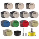 185 PCS 1 Inch Sanding Disc, GOH DODD Hook and Loop 60 to 10000 Grit Wet Dry Sandpaper Micro Sand Paper with 1/8" 1/4" Shank, Backing Pad, Foam Sanding Pads for Auto Wood Metal Jewelry