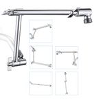 PDPBath Brass 16 Inch Shower Head Extension Arm, Upgrade Flexible Height & Angle Adjustable Shower Arm Extender with Lock Joints, for Fixed Shower Head & Handheld Shower Head, Chrome