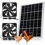 Roodike 5.5" Bigger Solar Dual Fan Kit, 25W High Velocity Solar Powered Fans for Chicken Coop Greenhouse Shed, DIY Intake or Exhaust Air with IP67 Waterproof for Outdoor