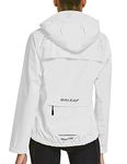 BALEAF Women's Rain Jackets Waterproof Windbreaker Running Cycling Gear Packable Reflective Lightweight Hooded White M