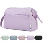 Narwey Large Women Makeup Bag Wide-Open Make up Bag Travel Cosmetic Organizer Toiletry Bag for Cosmetics Toiletries Accessories (Purple)