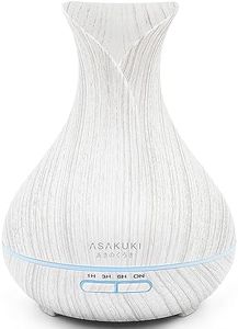 Essential Oil Diffuser, ASAKUKI 400ML Premium Quiet 5-in-1 Humidifier, Natural Home Fragrance Diffuser with 7 LED Color Changing Light and Easy to Clean by ASAKUKI - White Wood Grain
