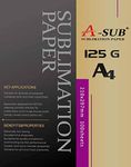 A-SUB Sublimation Paper A4, 210x297mm, 100 Sheets, 125gsm, Compatible with EPSON, SAWGRASS, RICOH, Brother Sublimation Printers