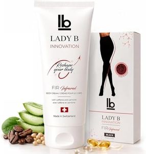 LADY B Firming Anti-Cellulite Body Lotion with Caffeine & Shea Butter – 6.8 Fl Oz Swiss Body Cream + Italian FIR Smartwear 2-in-1 Set, Invisible Shaping for Smooth Tight Skin, Clinically Tested (L/XL)