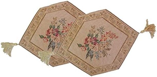 DaDa Bedding Set of 2 Wildflower Wonderland Woven Tapestry Table Runners - 13 x 17-Inch - Elegant Beige Tan Gold Diamond Shape Floral Botanical Handcrafted - 2-Pieces