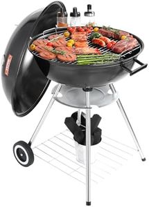 VEVOR 22 inch Portable Charcoal Grill, Kettle Grills with Cover, Iron & Steel Small BBQ Grill, Mini Tabletop Smoker for Outdoor Cooking, Barbecue Camping, Picnic, Patio and Backyard, Black