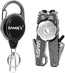 SAMSFX Fishing Tungsten Line Cutter with Zinger Retractors, Fishing Pliers Cutters, Knot Tying Tool, Hook Eye Cleaner, Hook Sharpener, Tune Baits & Loop Tyer Tool (Gray Line Cutter with Retractor)