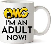 SIYON OMG I'm an Adult Now! Adult Brithday Coffee Mug - Funny 18th Birthday Gifts for Girls or Boys, Son, Daughter, Children, Best Friend