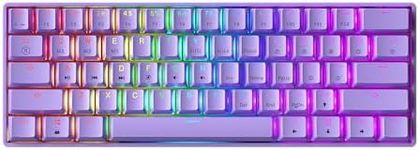 GK61 Mechanical Gaming Keyboard - 61 Keys Multi Color RGB Illuminated LED Backlit Wired Programmable for PC/Mac Gamer (Gateron Optical Yellow, Lavender)