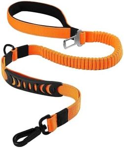 2 in 1 Dog Lead & Car Seat Belt, 150cm Reflective Anti-Shock Bungee Dog Leash with 2 Handles for Medium/Large Dogs - Pet Car Safety Harness (Orange)