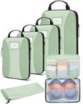 BAGSMART Compression Packing Cubes, 6 PCS Packing Cubes for Suitcases, Travel Bags Organizer for Luggage, Lightweight Packing Cubes for Travel Essentials, Kohlrabi Green