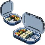 Vekol 2 Pack Small Pill Box Pill Case Pill Organizer Travel Waterproof Pill Compact Medicine Organizer Daily Pill Container for Purses, Compact Medicine Holder for Vitamins,Blue (6+4 Compartment) (Blue)