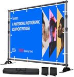 Takerers 10x8 ft Adjustable Backdrop Banner Stand, Extra Thick Heavy Duty Aluminum Alloy Background Kit with Carry Bag & Sand Bags, Photography Frame for Trade Show Photo Booth Parties, Black