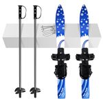 Odoland Kid's Beginner Snow Skis and Poles, Low-Resistant Ski Boards for Age 4 and Under, Snowflake , Blue