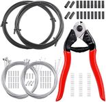 Swpeet 83Pcs Stainless Steel Bike Cable Cutter and Brake Cable Housing Shift Cable Housing with End Caps, Bike Brake Cable Shifter Cable and O-Rings Kit, Perfect for Mountain Road Bike Bicycle