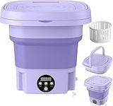 Portable Washing Machine, Foldable Mini Small Washer for Baby Clothes, Underwear or Small Items, Washing Machine with Drain Basket for Travelling, Camping, Apartment, Dorm, Purple