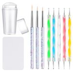Kalolary Silicone Nail Stamper Set, French Tip Nail Stamp Jelly with Scraper, 3PCS Nail Detail Brush Set Nail Art Brush Pen, 5PCS Nail Dotting Pen, French Tip Nails Art Design Manicure Tools