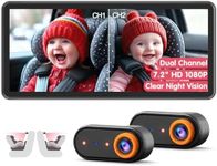 Baby Car Camera for 2 Kids, Dual Channel with 7.2" 1080P Crystal Clear Display, Easily Install Car Seat Camera with 2 IR Night Vision Cameras, Safety Back Seat Baby Camera for Rear Facing