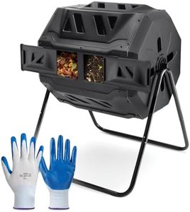 PLASTIC PRINCE 43 Gallon Garden Compost Bin Outdoor Dual Chamber Compost Tumbler Rotating Backyard Composter Tumbling Barrel Mixer Outside, Large, Black
