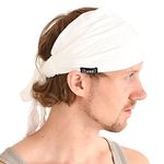 CHARM Mens Kundalini Headwrap Scarf Headband - Tied Headbands For Women Japanese Pirate Head Wrap White