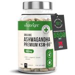 Organic Ashwagandha KSM 66, 5500mg Ashwagandha High Strength - Ashwaganda KSM66 5% Withanolides, 90 Vegan Capsules (3 Months) Pure Ashwagandha Root Powder Capsules (not Ashwagandha Tablets) VitaBright