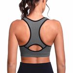 Sykooria Sports Bras Women Racerback Sports Bra Padded Bras Mid Impact Gym Crop Top for Fitness(Grey,XL)