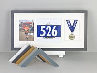 art@home Medal display Frame with Apertures for Bib and Photo. 30x60cm.Handmade. For Runners, Swimmers, Cyclists, Athletes. (103) (Black Frame)