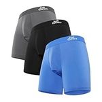 JustWears Active Mens Boxer Briefs, 3 Pack | Breathable Anti-Chafe Underwear with PouchTech™ Support | Moisture-Wicking MicroModal Air Cool Fabric | Seamless Sustainable Boxers for Men | Pants Gift
