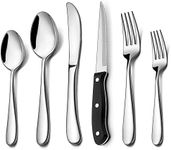 48-Piece Heavy Duty Silverware Set with Steak Knife for 8, LIANYU Stainless Steel Flatware Set, Fancy Thick Cutlery Eating Utensils Include Forks Knives Spoons, Mirror Finished, Dishwasher Safe