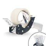 Excell Low Noise Tape Gun with Retractable Blade, Packing Tape Dispenser, Plus 1 Free Roll Transparent Tape (48mmx50m) Used for Shipping, Moving, Office and Warehouse (1)