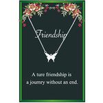 Friendship Necklace-Best Friend Necklace for Women,BFF Necklace with Inspirational Message Card Gift Birthday Gifts (Silver)