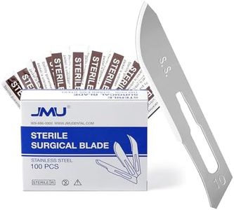 JMU 100pcs Sterile Surgical Blades #10, Stainless Steel Scalpel Blades, Individually Foil Wrapped