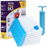 ABOUT SPACE 6 Medium Vacuum Bags for Travel with Hand Pump - Airtight, Reusable Space Saver Compression Storage Bags for Packing,Vaccine Sealer Bags with Ziplock for Comforters Blanket Jeans (PP-Blue)