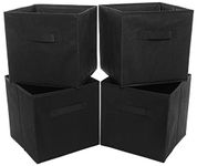 Clay Roberts Storage Cubes, Storage Boxes, Pack of 4, Black, Fabric Storage Basket Set for Storage Units, 25cm x 25cm x 25cm, Black Storage Baskets, Storage Boxes, Storage Box, Storage Unit Cubes