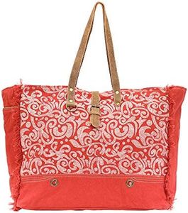 Myra Bag Summarize Upcycled Canvas & Leather Weekender Bag S-1472