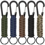 SENHAI 5 Pcs Paracord Keychains with Carabiner, Braided Lanyard Ring Hook Clip for Keys Knife Flashlight Outdoor Camping Hiking Backpack Fit Men Women - 5 Colors