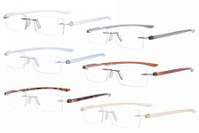 Eyekepper 6-Pack Mix Color Small Lenes Rimless Reading Glasses Women - Frameless Reader Eyeglasses for Men Reading +1.25