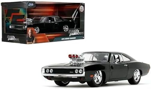 Jada Toys Fast and Furious 1:24 Dom's 1970 Dodge Charger R/T Die-cast Car Bare Metal 7.62 cm*22.23 cm*8.26 cm,black