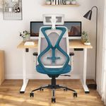 CELLBELL C190 Berlin Office Chair, High Back Mesh Ergonomic Home Office Desk Chair (White - Blue)