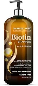 MAJESTIC PURE Biotin Shampoo for Hair Growth - Volumizing Shampoo for Hair Loss - with DHT-3 Blocker - Hydrating & Nourishing - Sulfate Free, for Men & Women - Thin Hair Shampoo - 16 fl oz