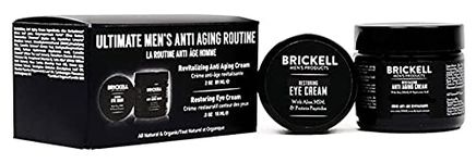 Brickell Men's Ultimate Anti-Aging Routine, Anti-Wrinkle Night Face Cream and Eye Cream to Minimize Puffiness, Wrinkles, Dark Circles, Under Eye Bags, Natural and Organic (Unscented)