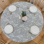 LIBERECOO Round Vinyl Fitted Tablecloth with Flannel Backing Elastic Edge Plastic Table Cover Waterproof Table Cloth Stain-Resistant Wipeable for 40"-44" Round Table