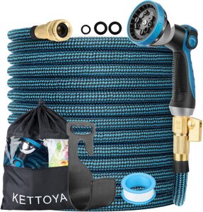 KETTOYA 200FT Expandable Garden Hose – 10-Pattern Nozzle, Leak-Proof, Heavy Duty, Kink-Free