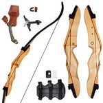 SinoArt 62" Recurve Bow Wooden Takedown Archery Bow 20 25 30 35 40lbs Draw Wight Included Arrow Rest Pad Stringer Tool String Nocks for Right and Left Hand (35Lbs, Right Hand)