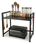 (DT2101-1BL) Design Tech Metal Microwave Stand & OTG Stand For Kitchen Stand Counter 1 Platform For Extra Storage With Hooks (Color:- Black)