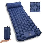 Kiaitre Camping Mat, 9CM Ultralight Inflatable Sleeping Mat with Camping Pillow, Portable Compact Camping Mattress Air Sleeping Pad for Camping, Hiking, Backpacking and Hiking Travel, Blue
