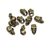 10pcs Antique Brass Charm Metal Skull Beads Outdoor Camping Paracord Knife Lanyards Paracord Bracelet DIY Craft Jewlery Make Accessory #FLQ053(Mix-s) (Antique Brass)