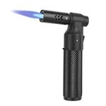 CTDMJ® Kitchen Blow Torch Butane Torch Lighter Big Jet Flame Refillable Portable Butane Torch Adjustable Mini Blow Torch for Camping Baking Culinary Soldering Cooking Welding BBQ (NO Gas)-Black