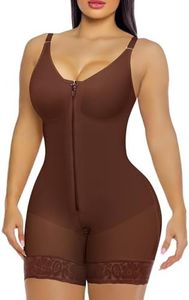 YIANNA Fajas Colombianas Moldeadoras Postpartum Shapewear Tummy Control for Women Full Body Shaper Butt Lifter Compression Garment with Zipper Crotch, YA7283-Brown-XS